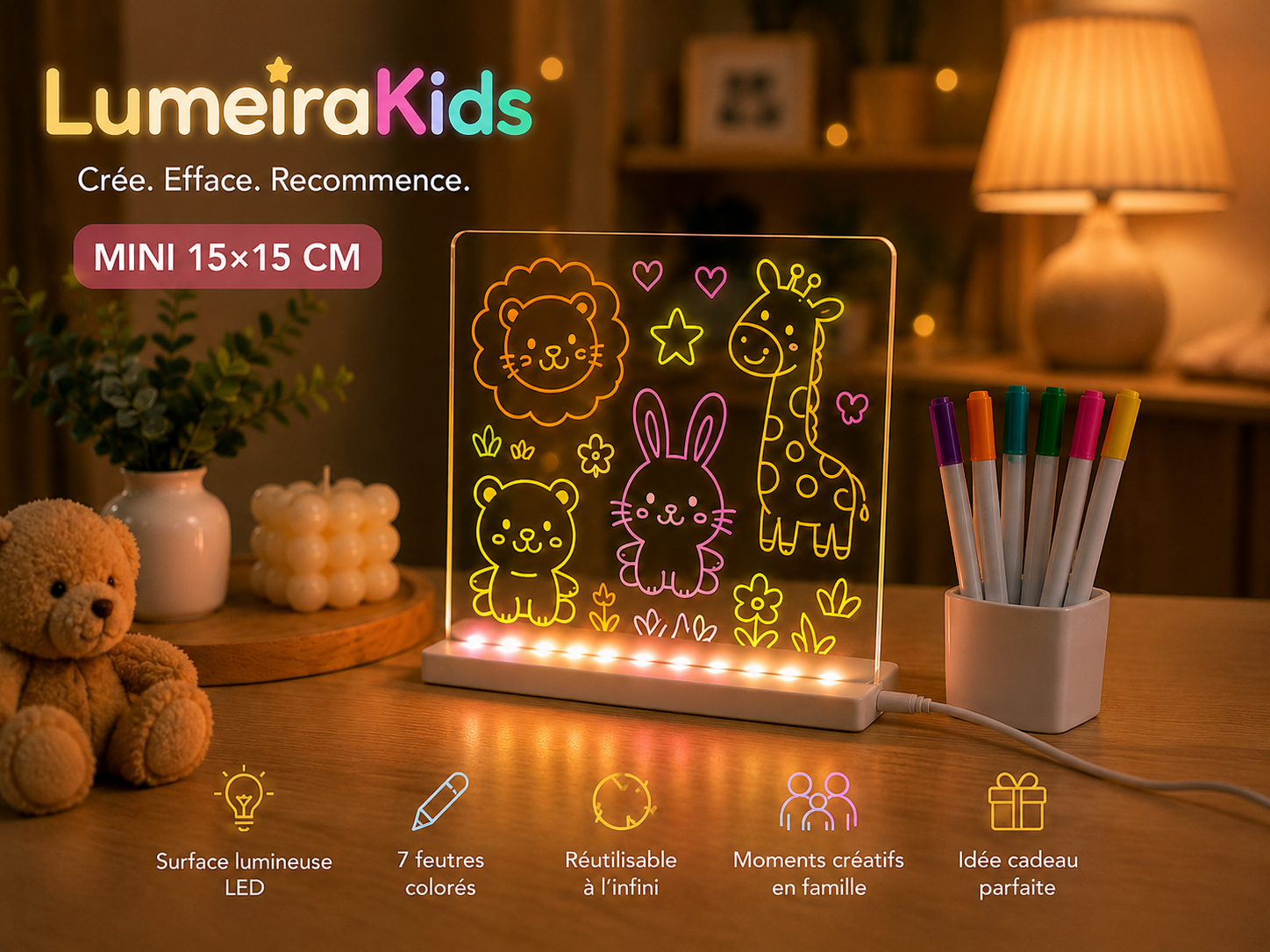 LumeiraKids Mini — Tablette Lumineuse Créative pour Enfants